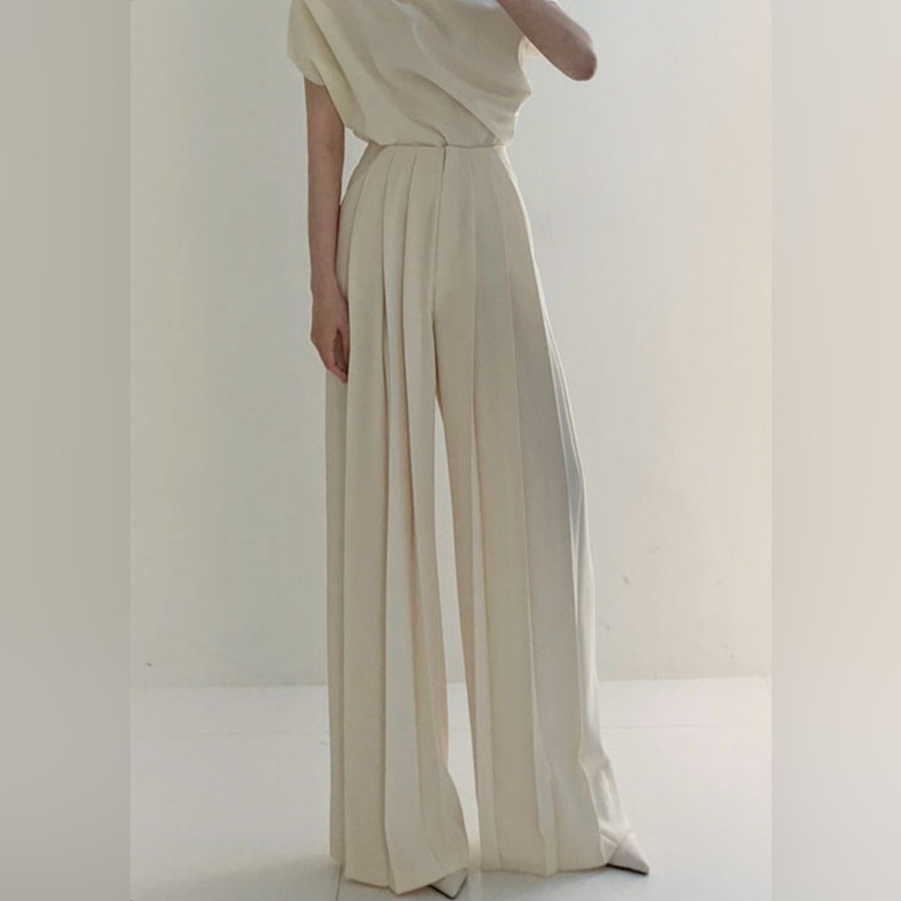 Pleated High Waist Wide Leg Pants